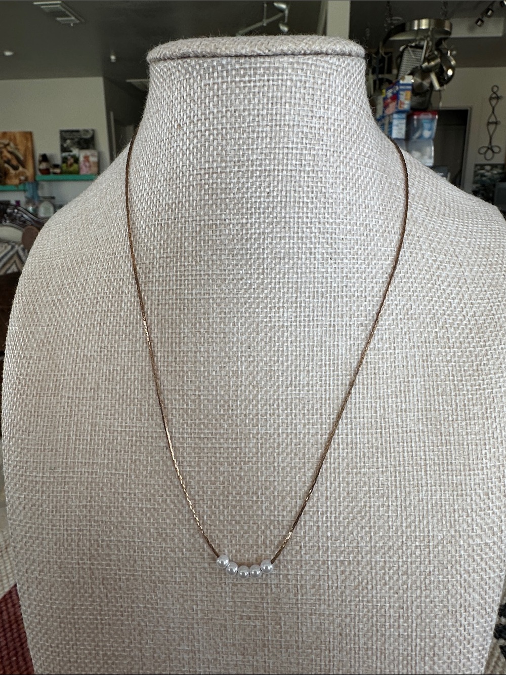 Claire's Cooper Chain Necklace with White Pearls